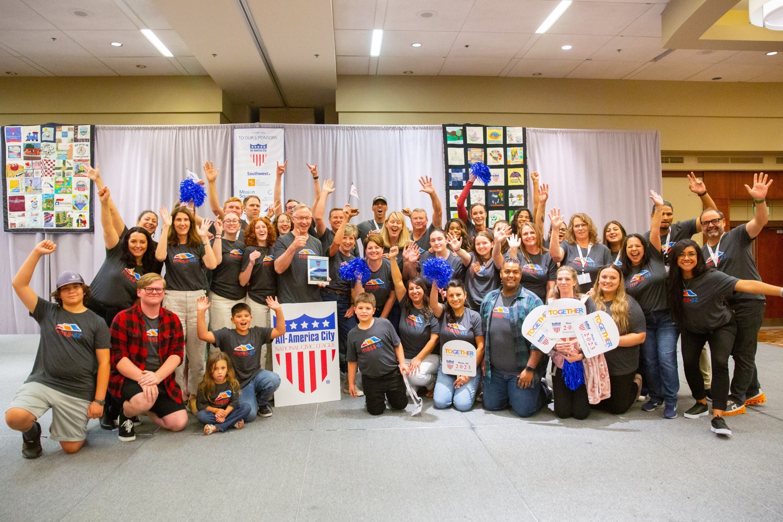 Mesa City Council with Mesa community celebrating Mesa winning All American City award